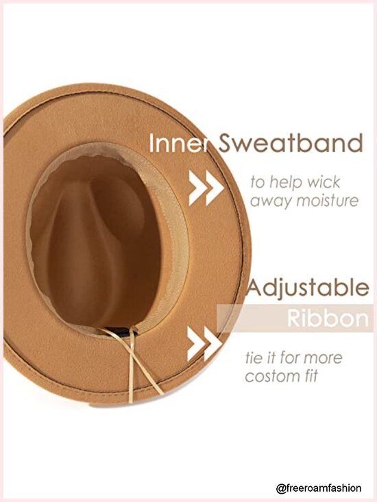 Classic Felt Fedora Wide Brim Hat with Belt Buckle - Adjustable main image 2